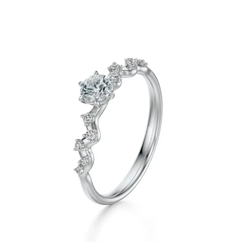 Pierścionek białe złoto z diamentami